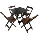 Ver imagem 1 de Jogo de Mesa Dobrável 70x70 C/ 4 Cadeiras Madeira Maciça Bar Imbuia