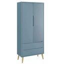 Ver imagem 2 de Dormitório Theo 2 Portas, Cômoda com Porta Azul com Pés Madeira Natural e Colchão D18 Reller Mó