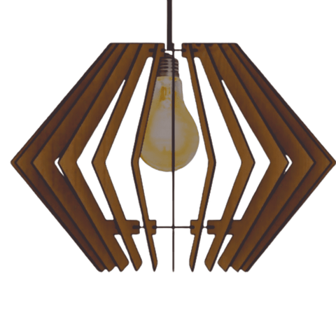 Luminária Teto tipo Pendente DIAMANTE MDF Completa -:MDF Marrom
