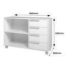 Ver imagem 3 de Balcão Gaveteiro Multiuso 4 Gavetas 2 Nichos para Home Office Branco - BRV Móveis
