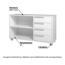 Ver imagem 4 de Balcão Gaveteiro Multiuso 4 Gavetas 2 Nichos para Home Office Branco - BRV Móveis