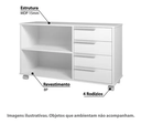 Ver imagem 4 de Balcão Gaveteiro Multiuso 4 Gavetas 2 Nichos para Home Office Branco - BRV Móveis