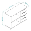 Ver imagem 6 de Balcão Gaveteiro Multiuso 4 Gavetas 2 Nichos para Home Office Branco - BRV Móveis