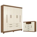 Ver imagem 1 de Guarda Roupa Casal Guarapuava 6 Portas de Bater 4 Gavetas MDP Jatobá Areia Acetinado com Cômoda