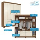 Ver imagem 4 de Guarda Roupa Casal Guarapuava 6 Portas de Bater 4 Gavetas MDP Jatobá Areia Acetinado com Cômoda