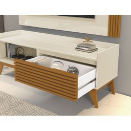 Rack com Painel Audax 1.48 Off White com Cedro Natural - MóveisAqui - 3