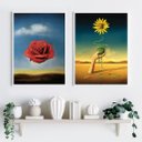 Ver imagem 1 de Kit 2 Quadros Salvador Dalí - Flores 33x24cm - com Vidro:madeira Branca