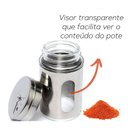 Ver imagem 4 de Porta Tempero Condimentos Aço Inox 4 Potes com Suporte Stray Mek