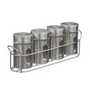 Ver imagem 1 de Porta Tempero Condimentos Aço Inox 4 Potes com Suporte Stray Mek