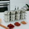 Porta Tempero Condimentos Aço Inox 4 Potes com Suporte Stray Mek - 6