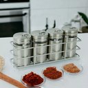 Ver imagem 6 de Porta Tempero Condimentos Aço Inox 4 Potes com Suporte Stray Mek