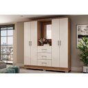 Ver imagem 1 de Guarda Roupa 4 Portas e 3 Gavetas C/ Espelho Roma 1181 C/ Pés Freijo/off White - Carraro