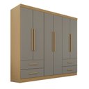 Ver imagem 3 de Guarda-roupa Casal Balder Premium 6 Portas 4 Gavetas Jequitibá/granizo - Pnr Móveis