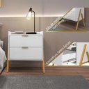 Ver imagem 2 de Kit 2 Mesas de Cabeceiras Retrô com 2 Gavetas Asher 45cm