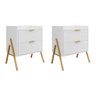 Kit 2 Mesas de Cabeceiras Retrô com 2 Gavetas Asher 45cm - 1
