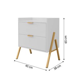 Kit 2 Mesas de Cabeceiras Retrô com 2 Gavetas Asher 45cm - 4