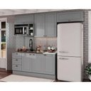 Ver imagem 1 de Cozinha Completa Henn 7 Peças 2 Portas 3 Gavetas MDP 120cm Cinza com 1 Porta 40cm e Nicho CZ139