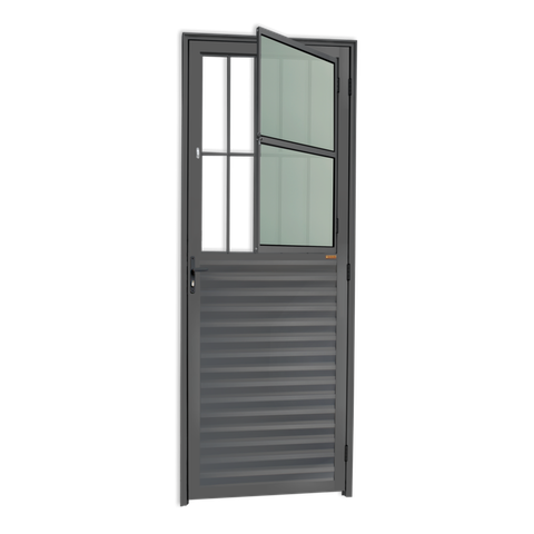 Porta de Sala Alumínio 80 Esq. L25 V.Boreal Cinza Brimak