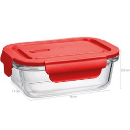 6 Potes Herméticos de Vidro Borossilicato 410ml Uz Pequenos Retangular Vermelho - 4