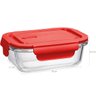 6 Potes Herméticos de Vidro Borossilicato 410ml Uz Pequenos Retangular Vermelho - 4