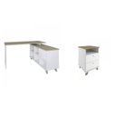 Ver imagem 2 de Escrivaninha em L Retrô Mesa Escritório Gold com Gaveteiro 2 Gavetas