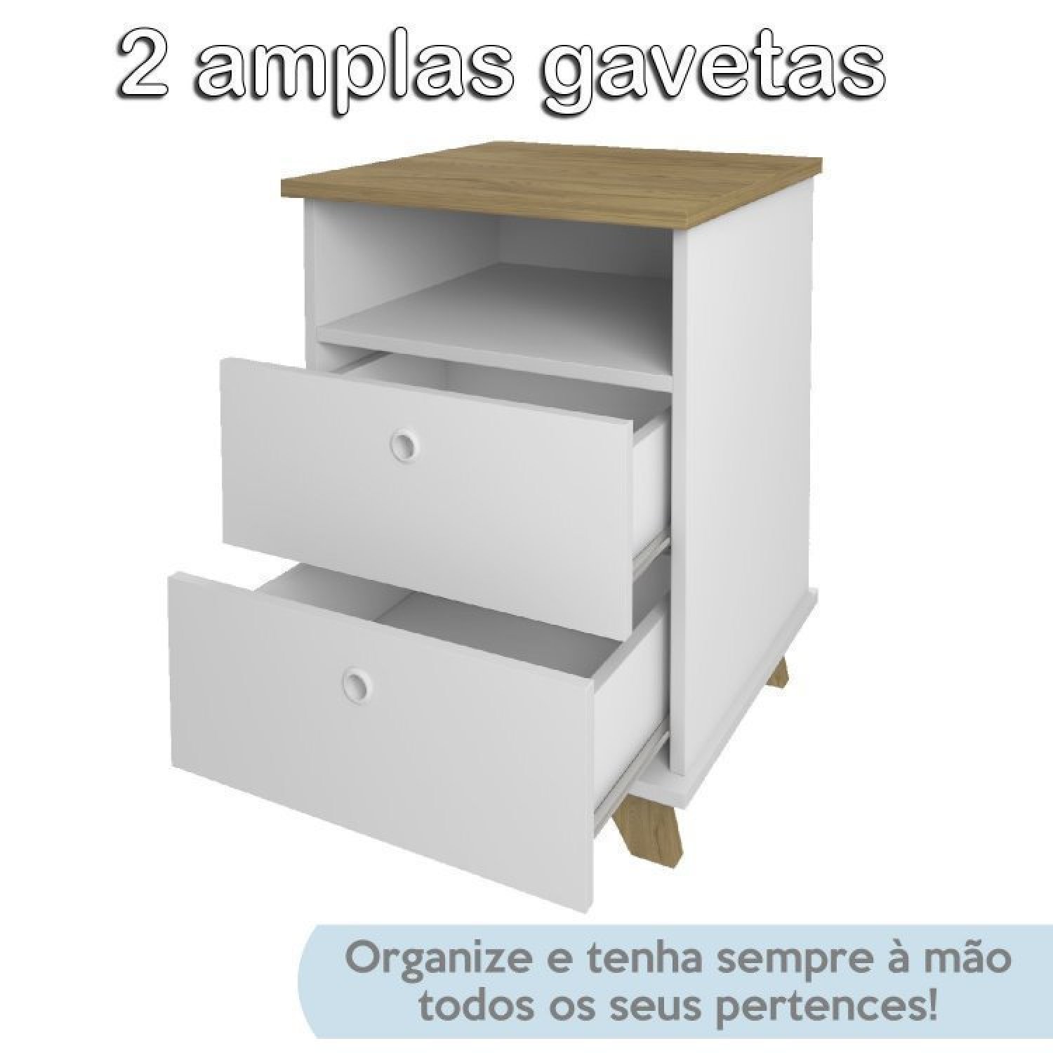 Kit Retrô 2 Peças Escrivaninha Sky com Gaveteiro 2 Gavetas Day - 17