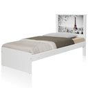 Ver imagem 1 de Cama Solteiro com Cabeceira Cidade Paris MDF-MDP Branco Casah 96cm
