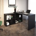 Ver imagem 3 de Escrivaninha Mesa Escritório em L 8 Nichos com Gaveteiro 4 Gavetas