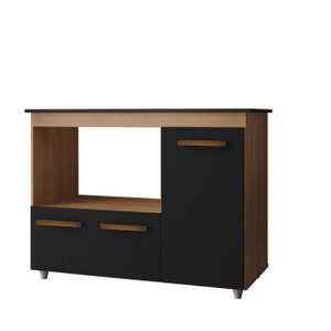 Balcão para Cooktop 3 Portas Armário de Cozinha Ana Savana/preto - Lahome Decor