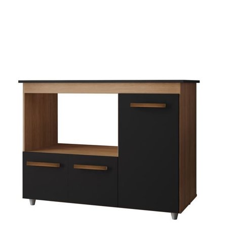 Balcão para Cooktop 3 Portas Armário de Cozinha Ana Savana/preto - Lahome Decor