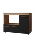 Ver imagem 1 de Balcão para Cooktop 3 Portas Armário de Cozinha Ana Savana/preto - Lahome Decor