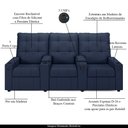 Ver imagem 4 de Poltrona do Papai Reclinável Sala de Cinema Movie 3 Lugares Manual Baú Usb Pu Azul Gran Belo Movie P