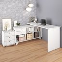 Ver imagem 1 de Escrivaninha Mesa Escritório em L  Gold 2 Gavetas 5 Nichos com Gaveteiro 3 Gavetas