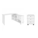 Ver imagem 2 de Kit Home Office Completo Escrivaninha Mesa Escritório em L Gold com Gaveteiro 3 Gavetas Branco Artan