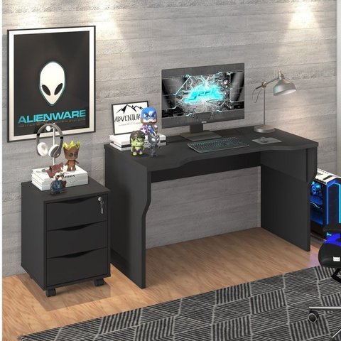 Escrivaninha Mesa Escritório com Regulagem de Altura e Gaveteiro 3 Gavetas