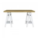 Ver imagem 3 de Escrivaninha Mesa Escritório Cavalete 135cm e Gaveteiro 2 Gavetas 1 Nicho  Olmo com Branco