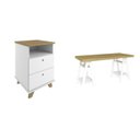 Ver imagem 2 de Escrivaninha Mesa Escritório Cavalete 135cm e Gaveteiro 2 Gavetas 1 Nicho  Olmo com Branco