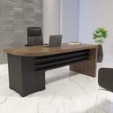 Ver imagem 2 de Escrivaninha Mesa Escritório em L Diretor Tamburato com 4 Gavetas 180cm Marrom/Charuto/Preto Artany