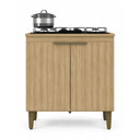 Ver imagem 1 de Balcão para Cooktop 5 Bocas 80cm Lara Dourado em MDP com 2 Portas e Prateleira - J Carvalho