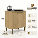 Ver imagem 3 de Balcão para Cooktop 5 Bocas 80cm Lara Dourado em MDP com 2 Portas e Prateleira - J Carvalho
