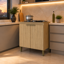 Ver imagem 2 de Balcão para Cooktop 5 Bocas 80cm Lara Dourado em MDP com 2 Portas e Prateleira - J Carvalho