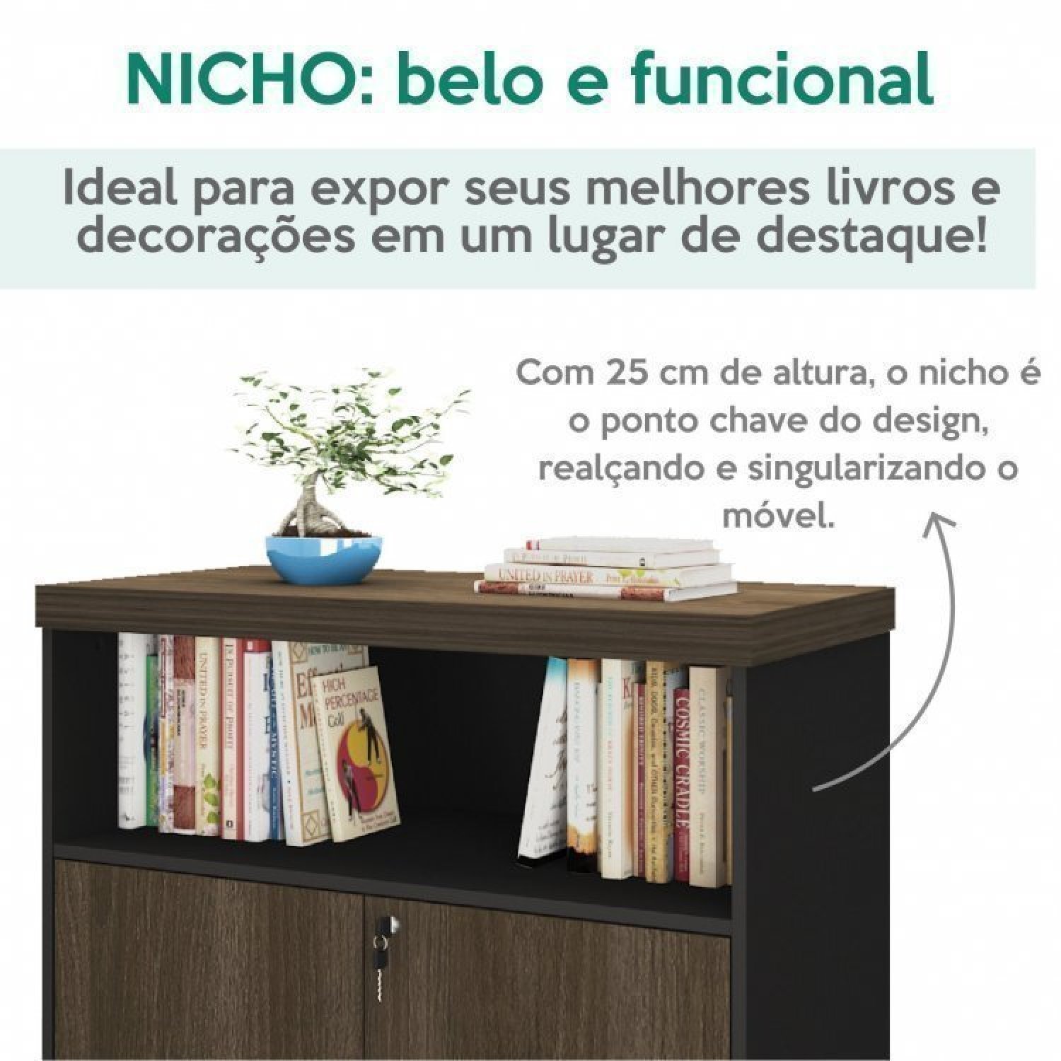 Conjunto Home Office 2 Peças 1 Mesa em L 1 Armário Alto com Nicho Tamburato  - 18