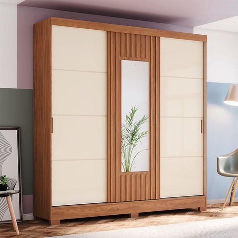 Guarda Roupa Solteiro Ambiente B376 Nature Off White Henn - Briz Móveis