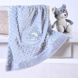 Manta Bebê Dots Camada Dupla de Plush 100x70 com Bordado - 1