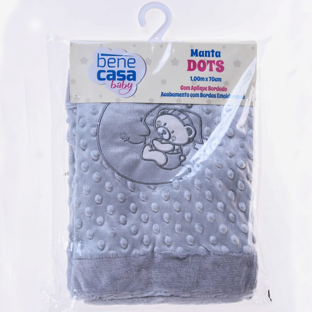 Manta Bebê Dots Camada Dupla de Plush 100x70 com Bordado - 3