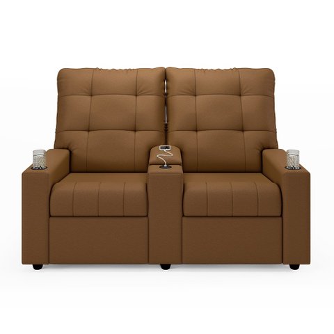 Poltrona do Papai Reclinável Sala de Cinema Movie 2 Lugares Manual Baú USB PU Caramelo G23 Gran Belo