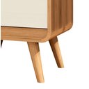 Ver imagem 4 de Mesa de Cabeceira Retrô Compacta 1 Gaveta 1 Nicho Channel - Potenza Móveis - Nature com Off White