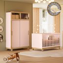 Ver imagem 1 de Quarto de Bebê com Berço Slim 4315 e Roupeiro 5085 Flora Rosa Qmovi + Colchão Gazin