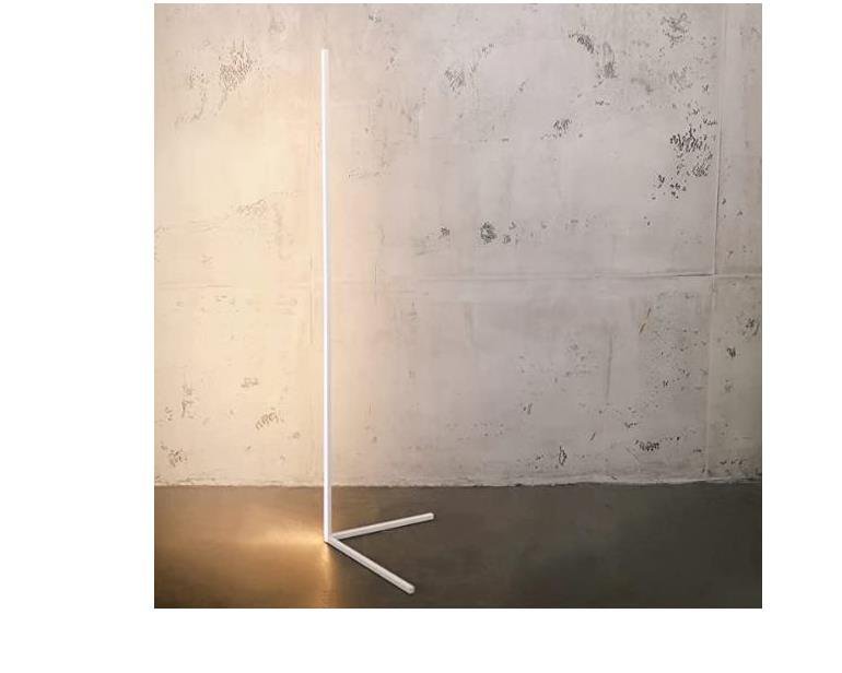 Luminária chão para canto em perfil de alumínio e acrílico para fita LED 90cm de altura. Branco