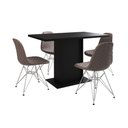 Ver imagem 6 de Mesa Jantar Londres Tampo Preto 120cm 4 Cadeiras Ferro Branco Estofado Nude Médio